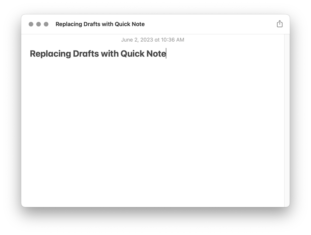Screenshot of Quick Note window